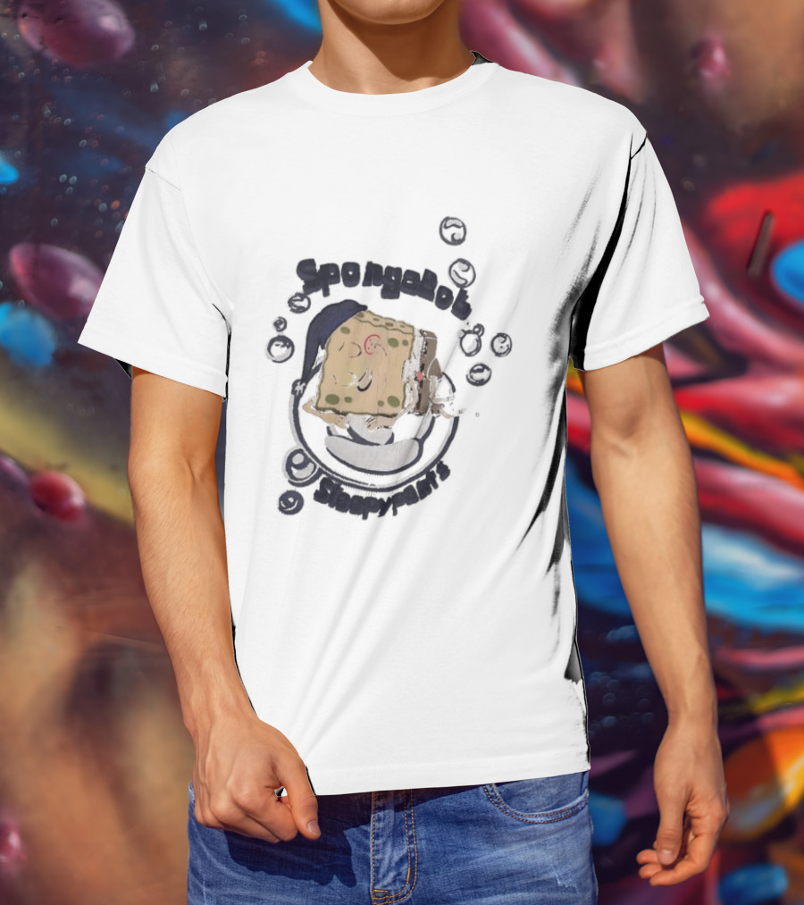 SpongeBob SleepyPants Sleeping Cartoon Blue Cotton Soft T-Shirt