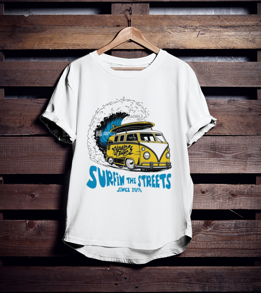 Static Club Volkswagen Bus Surfing Adventure Surfin The Streets Since 2018 T-Shirt