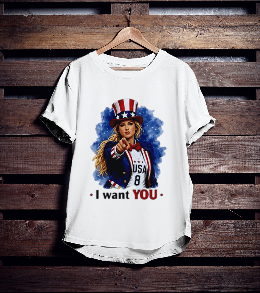 Uncle Sam Blonde Woman I Want You USA 8 Patriotic T-Shirt