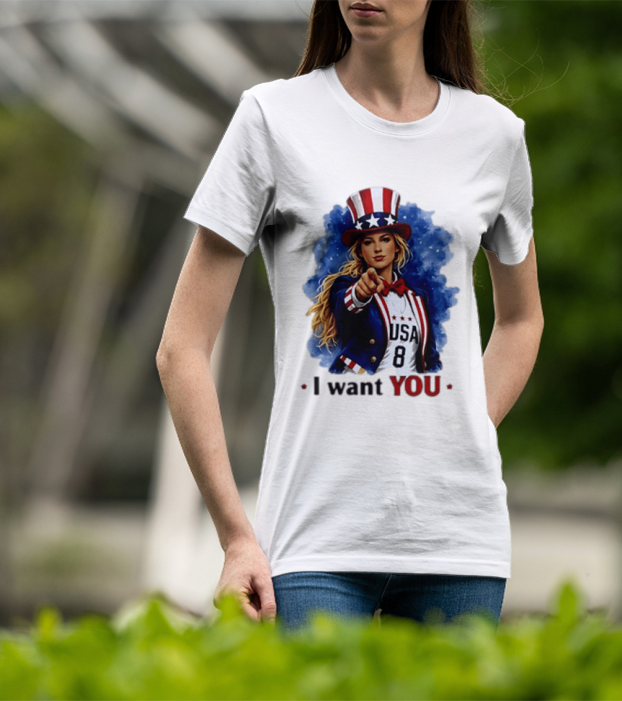 Uncle Sam Blonde Woman I Want You USA 8 Patriotic T-Shirt