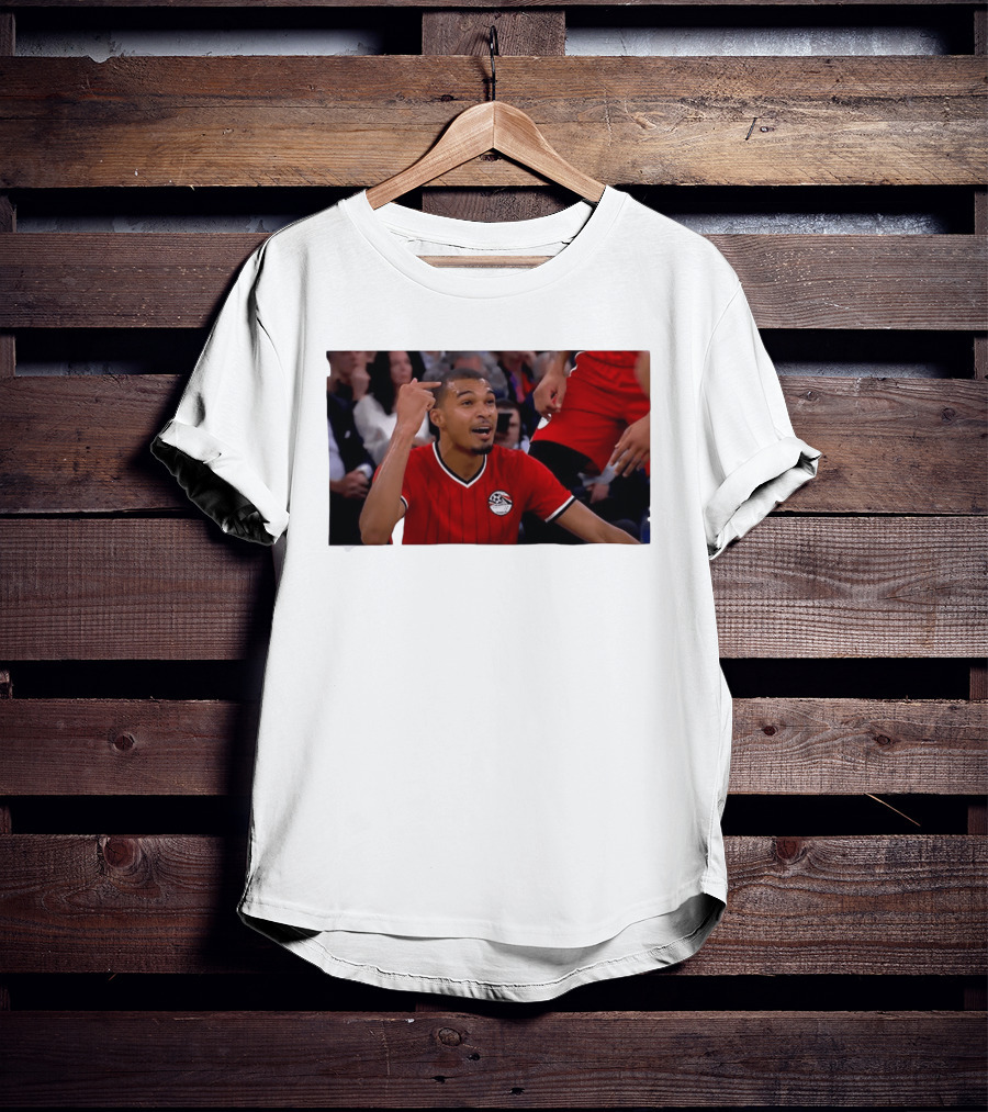 Victor Wembanyama Pointing Wearing Egypt National Football Team Kit T-Shirt
