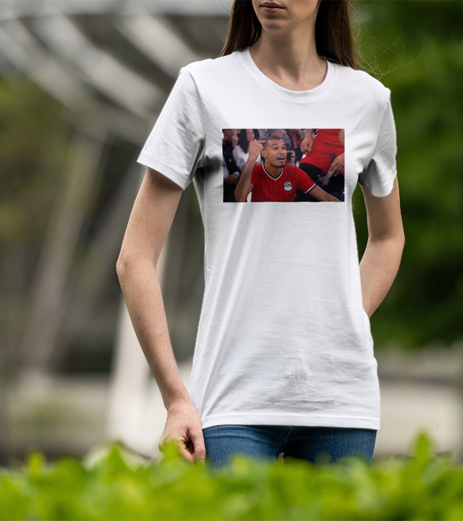Victor Wembanyama Pointing Wearing Egypt National Football Team Kit T-Shirt