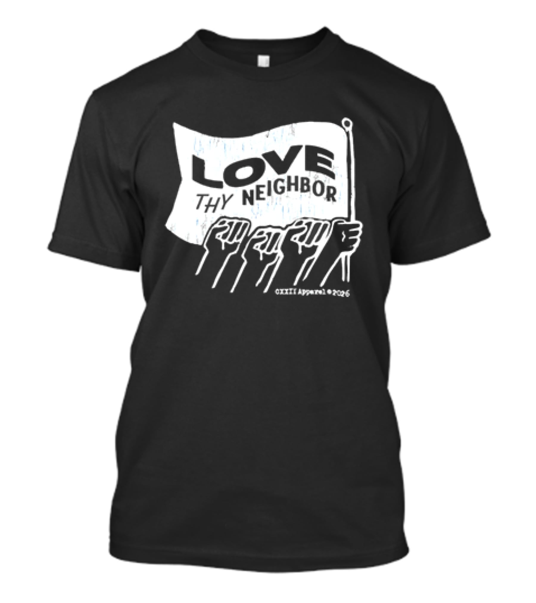 Love Thy Neighbor Carry The Banner Together Unity Flag Hands T-Shirt