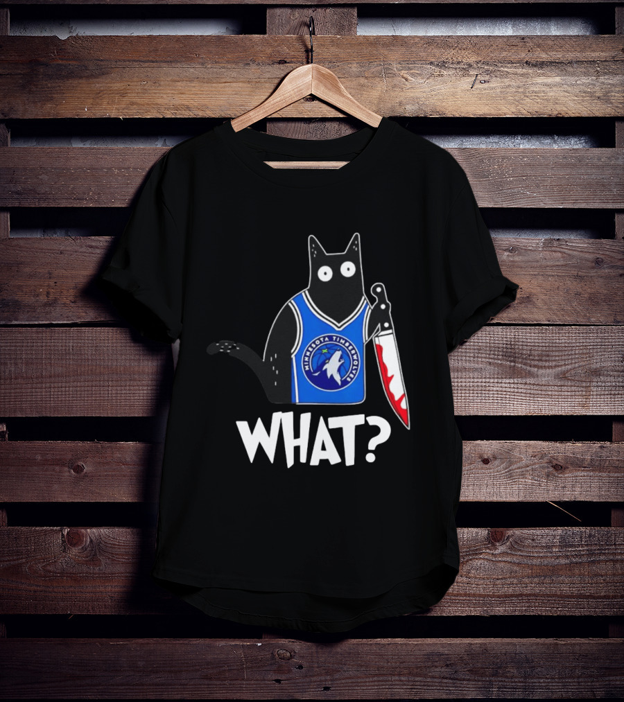Minnesota Timberwolves Cat With Knife WHAT Halloween T-Shirt