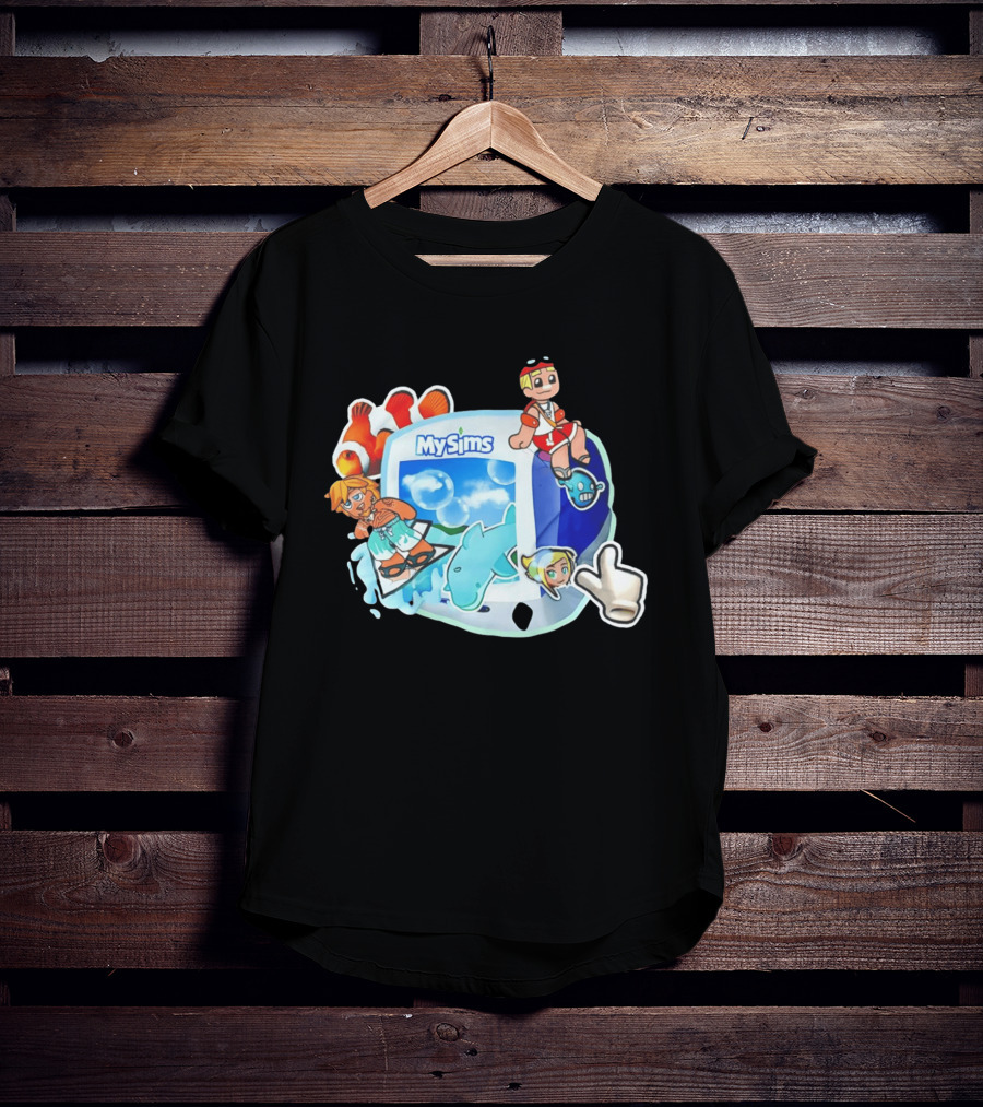 MySims Beach Adventure Clownfish Dolphin و Surfing Fun T-Shirt