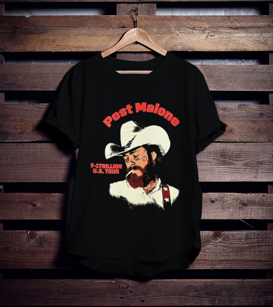 Post Malone F 1 Trillion U.S. Tour Cowboy Hat And Cigarette T-Shirt