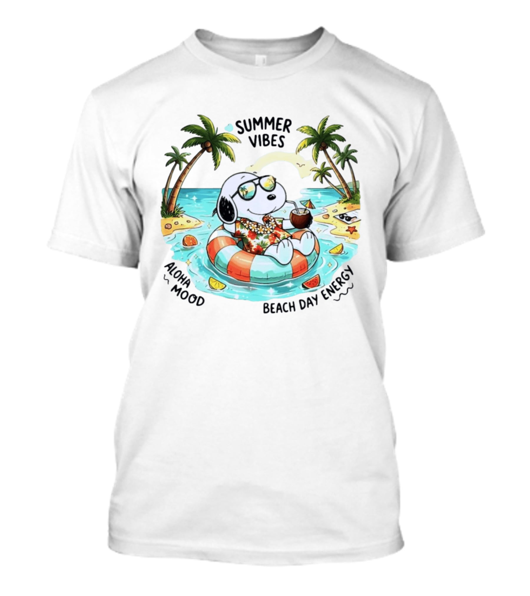 Summer Vibes Aloha Mood Beach Day Energy Snoopy Relaxing T-Shirt