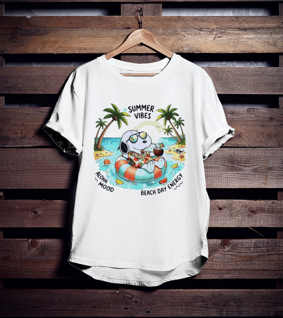 Summer Vibes Aloha Mood Beach Day Energy Snoopy Relaxing T-Shirt