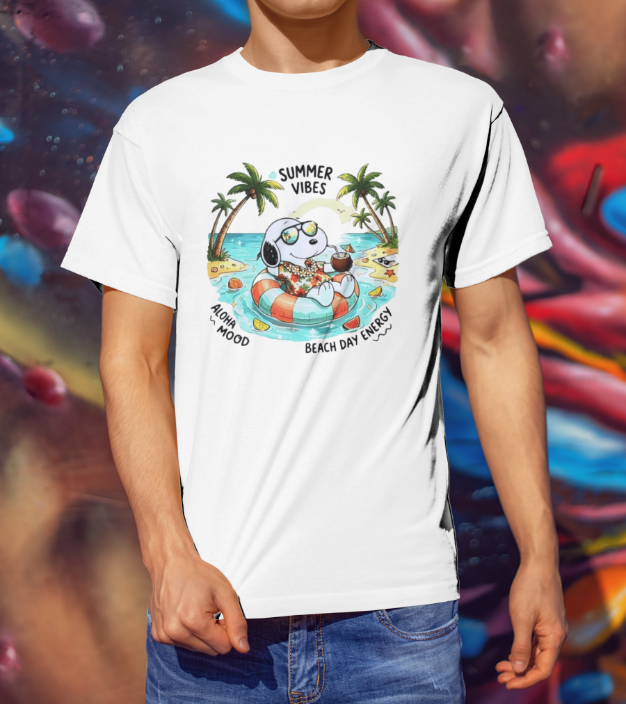 Summer Vibes Aloha Mood Beach Day Energy Snoopy Relaxing T-Shirt