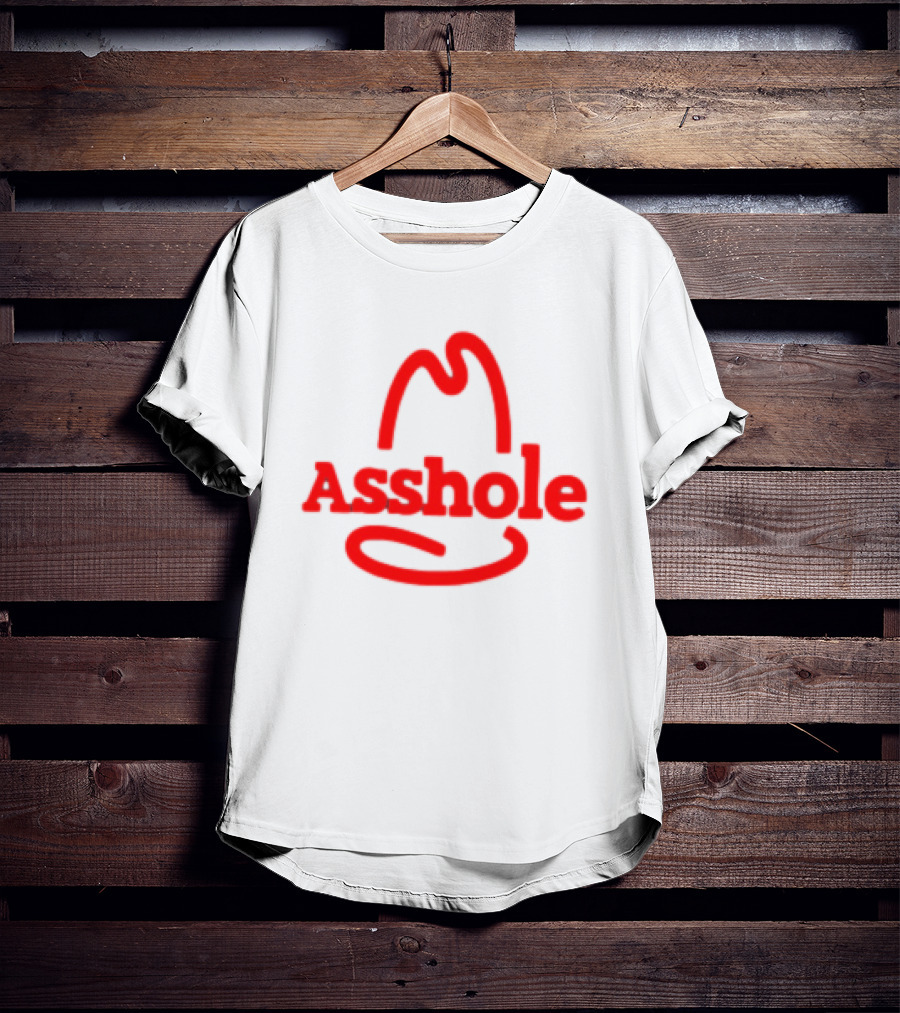 Asshole Cowboy Hat Red Outline Minimalist T-Shirt