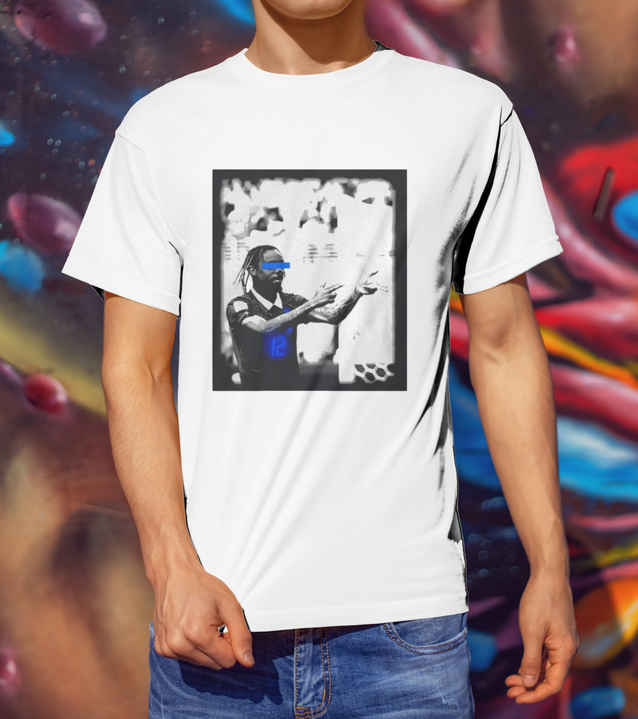 Bradley Barcola France Parasite Number 12 Footballer Blue Accents T-Shirt