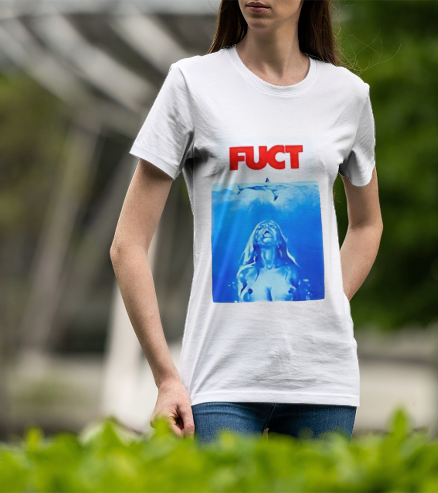 FUCT Jaws Ocean Shark Woman Swimming T-Shirt