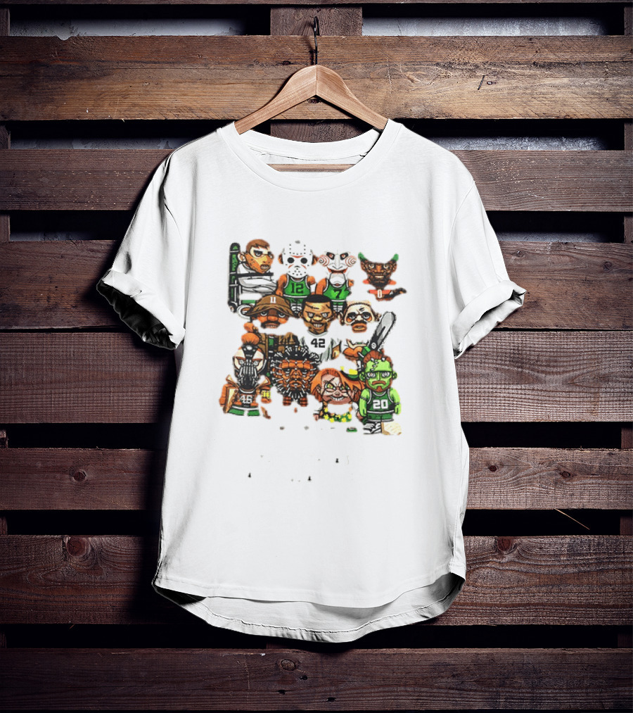 Nightmare Causeway Street Boston Celtics Horror Icons Mashup T-Shirt