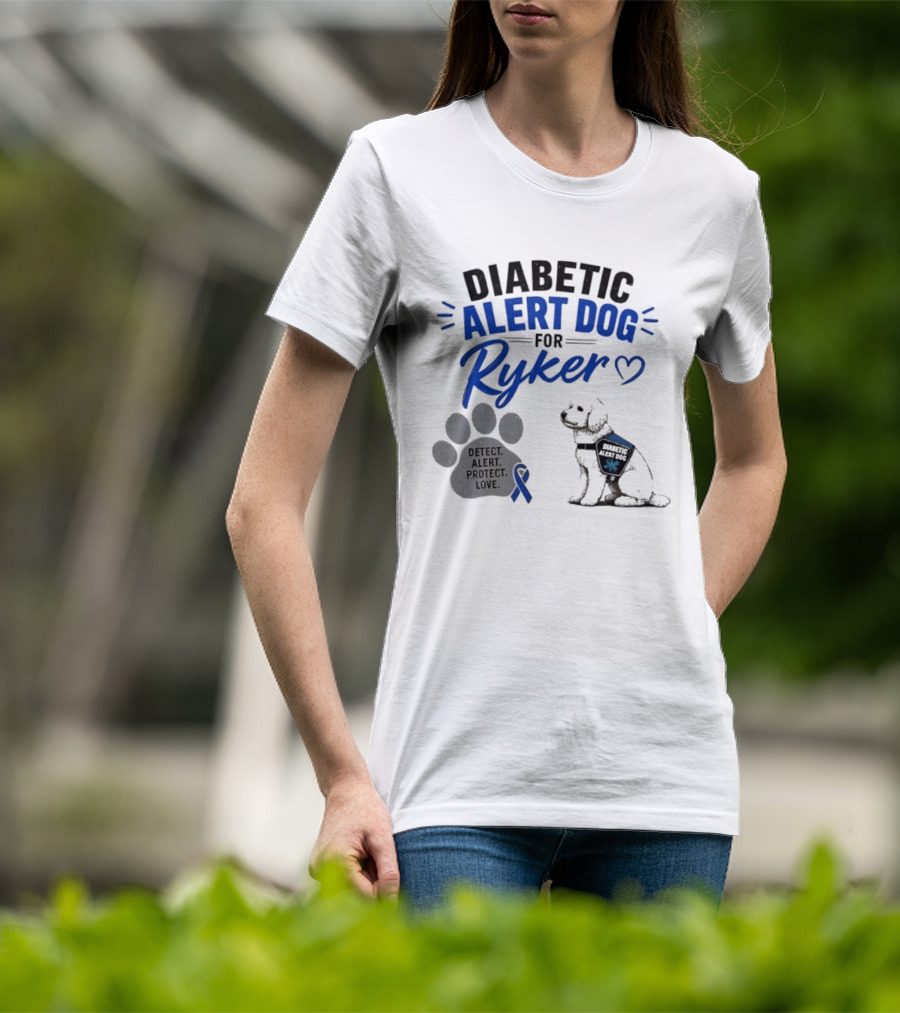 Diabetic Alert Dog Detect Protect Love Ribbon Ryker T-Shirt