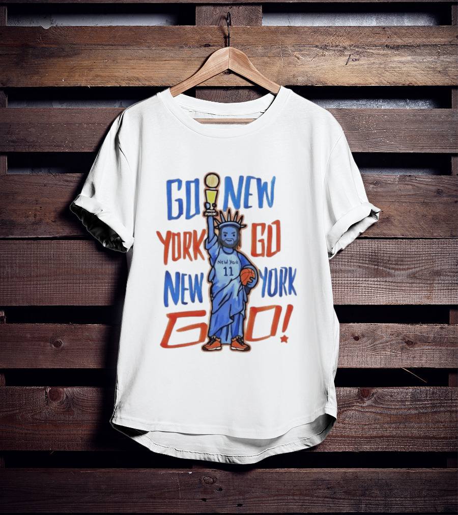 New York Knicks Go New York Go Statue Of Liberty Jalen Brunson Basketball Trophy T-Shirt