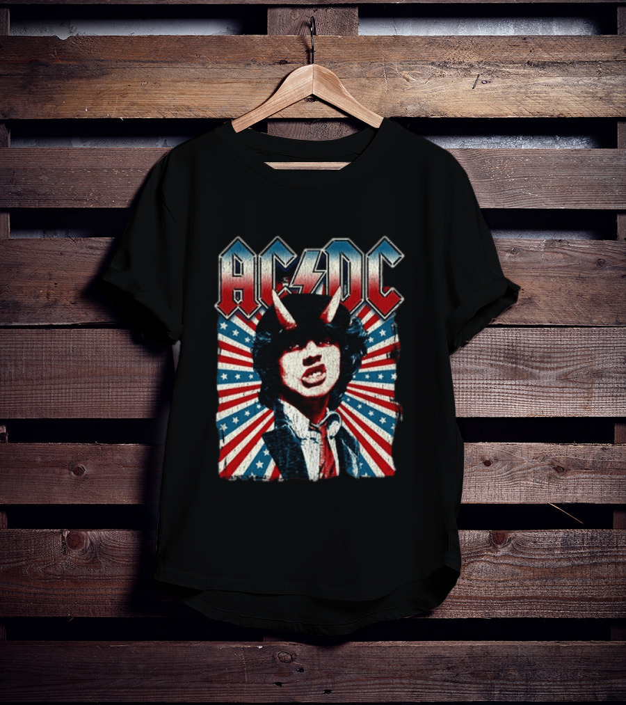 AC DC PWR Up Tour 2026 North America Highway To Hell USA Red White Blue Stripes T-Shirt