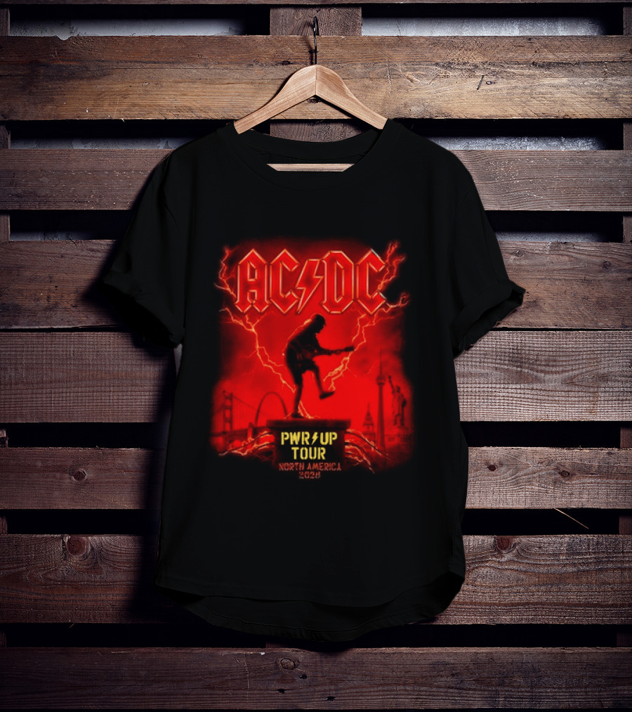 ACDC PWR Up Tour 2026 North America Red Lightning Cities Dates Angus T-Shirt