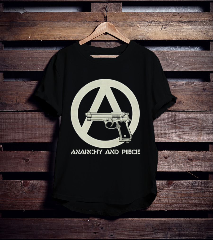 Anarchy And Piece Peace Sign With Gun T-Shirt