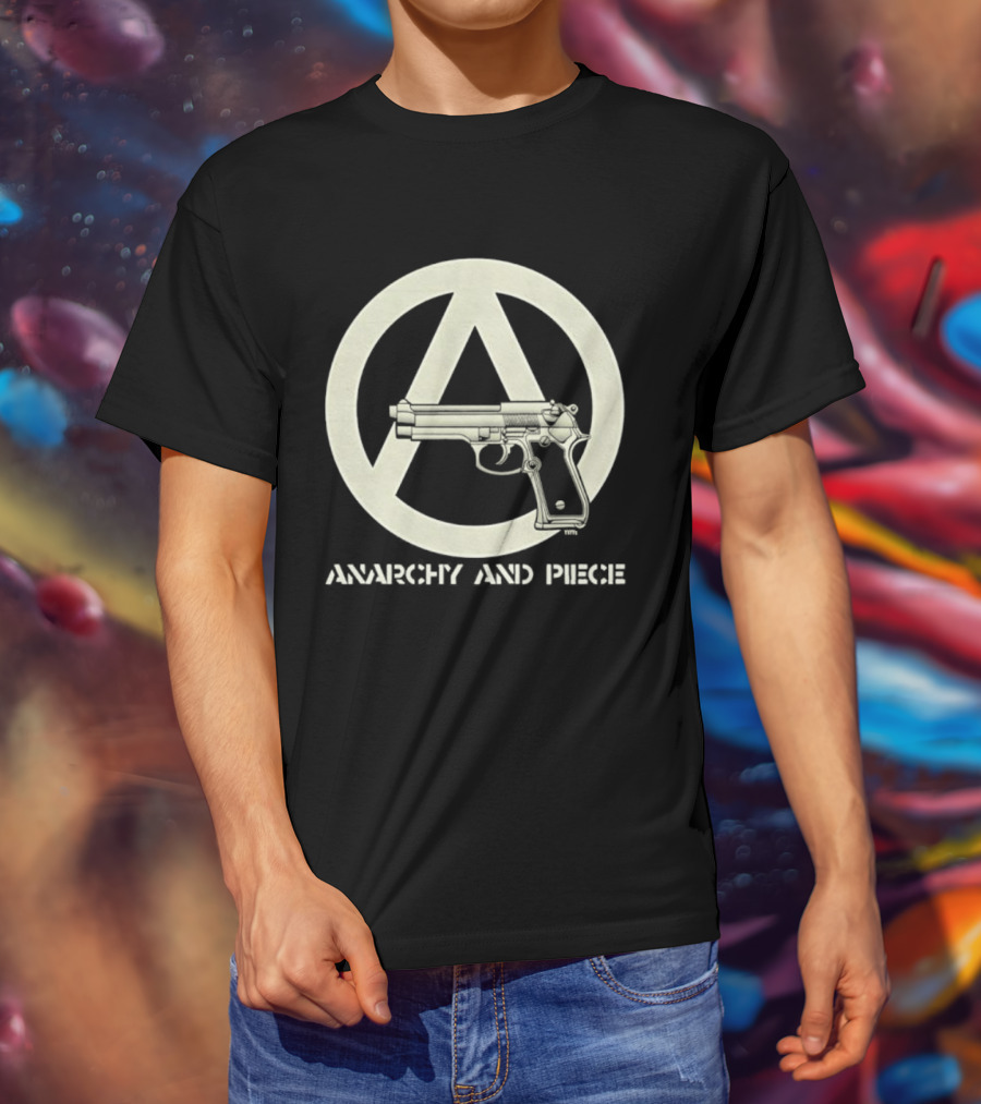 Anarchy And Piece Peace Sign With Gun T-Shirt