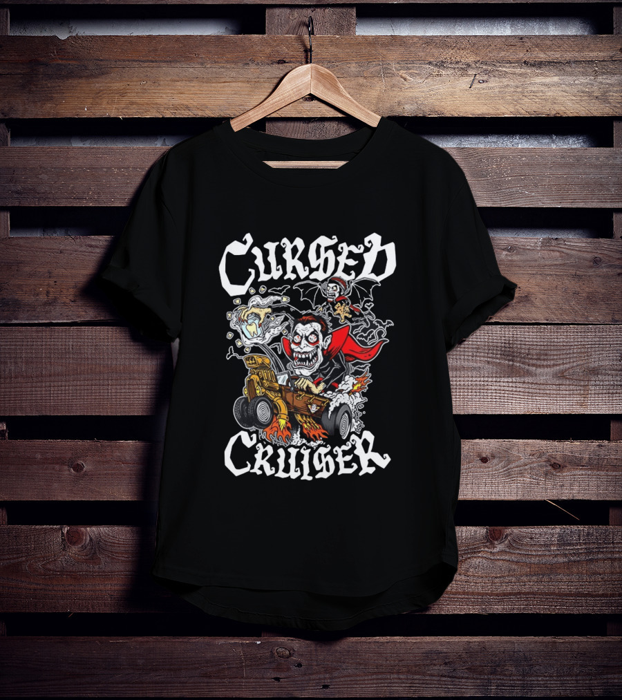 Cursed Cruiser Vampire Hot Rod With Bat And Tooth Jar T-Shirt