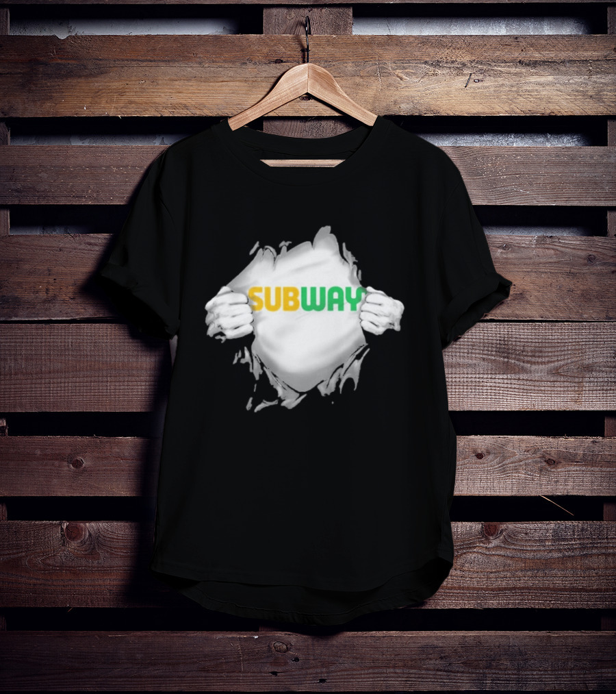Subway Ripped Chest Superhero Torn Effect Employee Branding T-Shirt