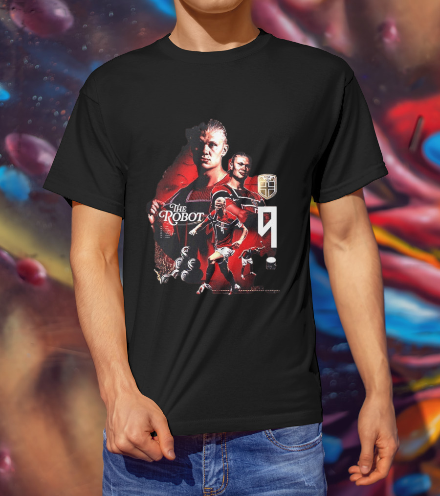 Erling Haaland Norway The Robot 9 Football Legend Norway Crest T-Shirt
