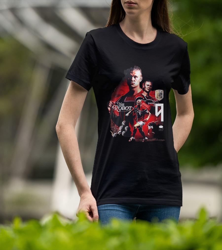 Erling Haaland Norway The Robot 9 Football Legend Norway Crest T-Shirt