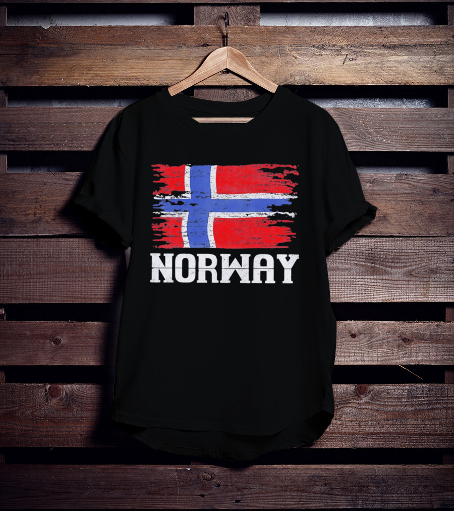 Norway Distressed Nordic Heritage Grunge Aesthetic Flag T-Shirt