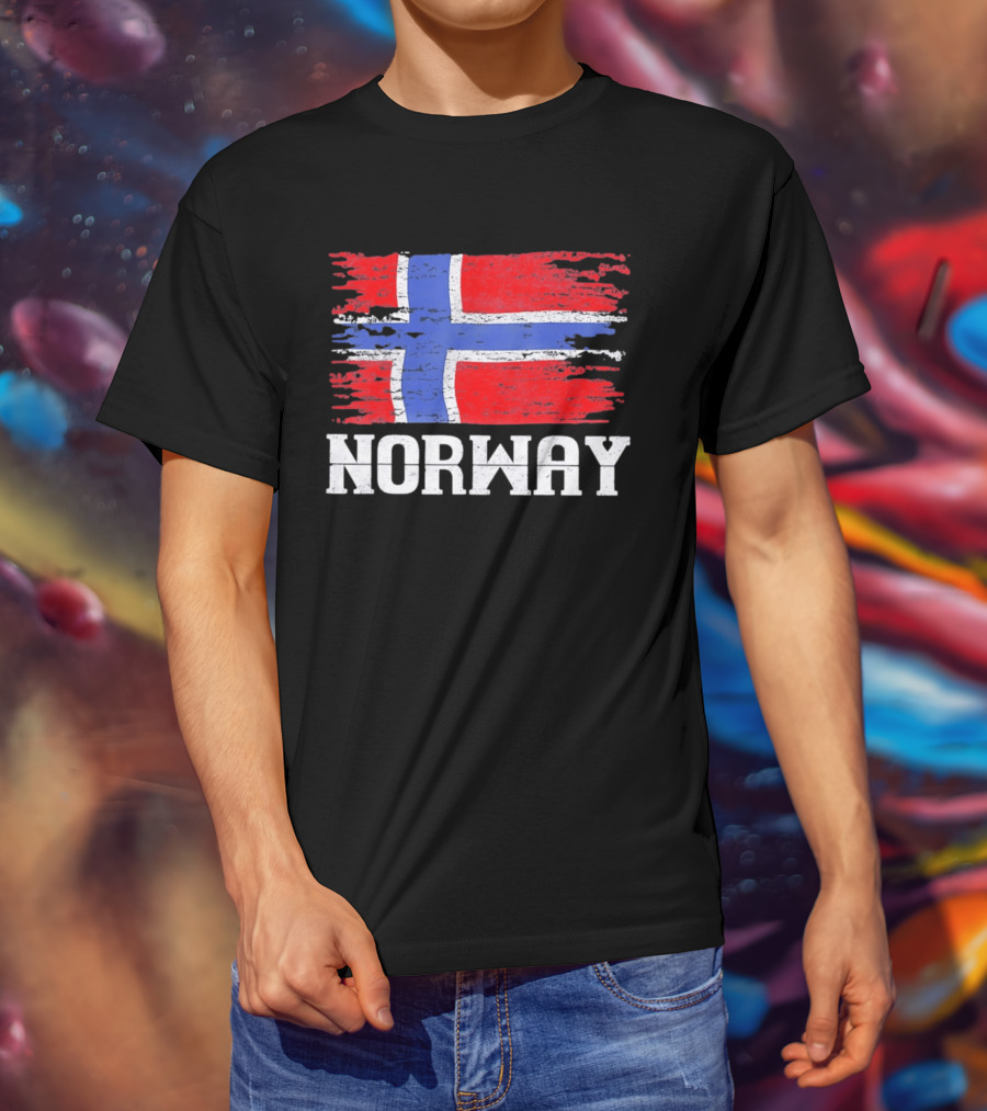 Norway Distressed Nordic Heritage Grunge Aesthetic Flag T-Shirt