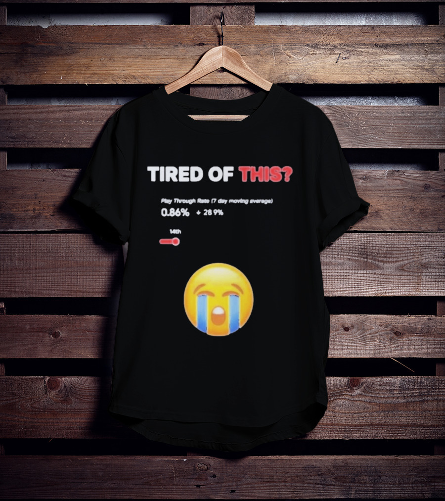 Tired Of This Play Through Rate 0.86% Crying Emoji Trend T-Shirt