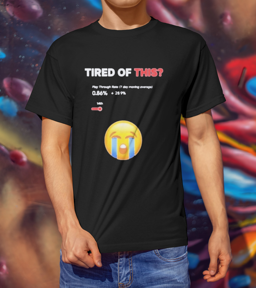 Tired Of This Play Through Rate 0.86% Crying Emoji Trend T-Shirt