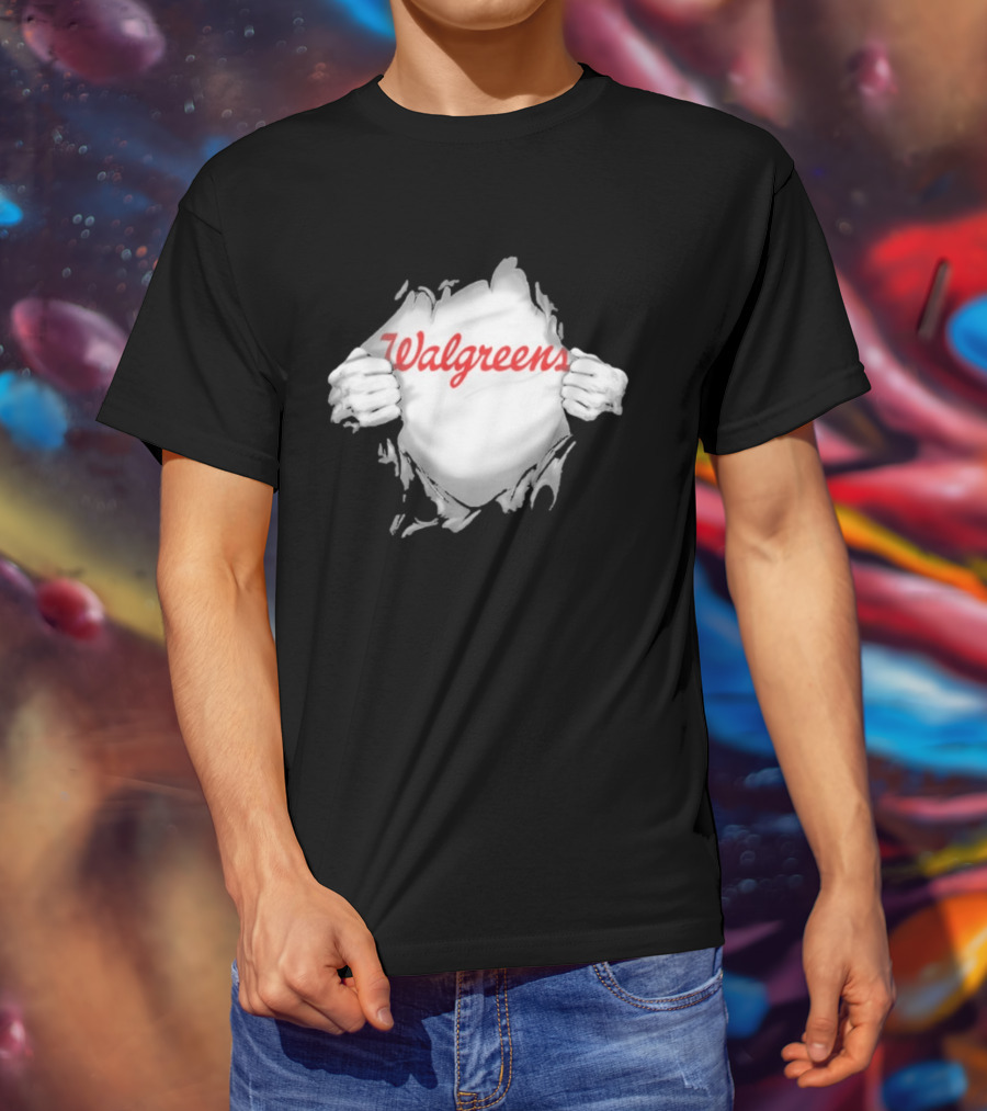 Walgreens Ripped Chest Superhero Torn Employee T-Shirt