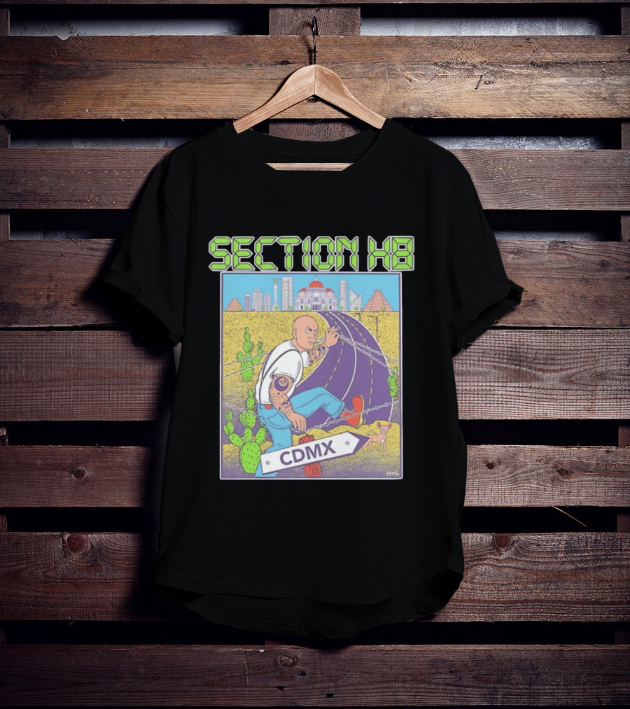 Section H8 CDMX Mexico City Punk Scene Urban Landscape With Cactus T-Shirt