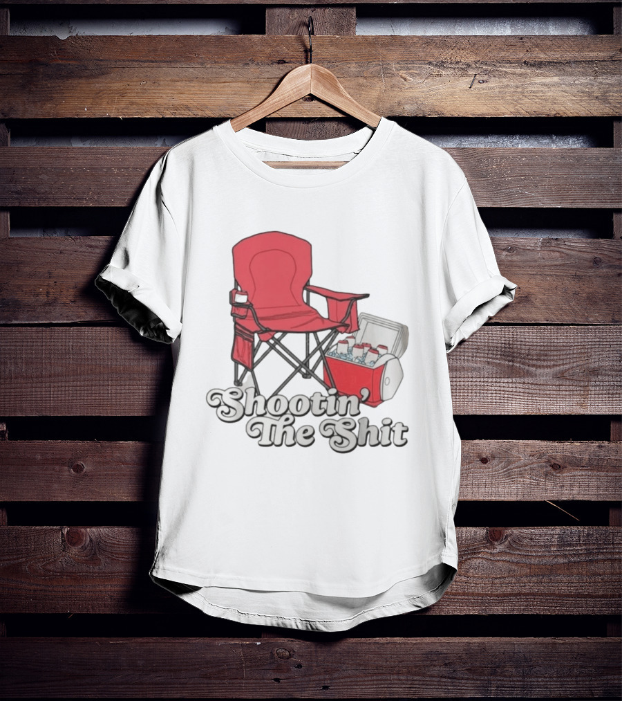 Shootin' The Shit Red Chair And Cooler BBQ Vibes T-Shirt
