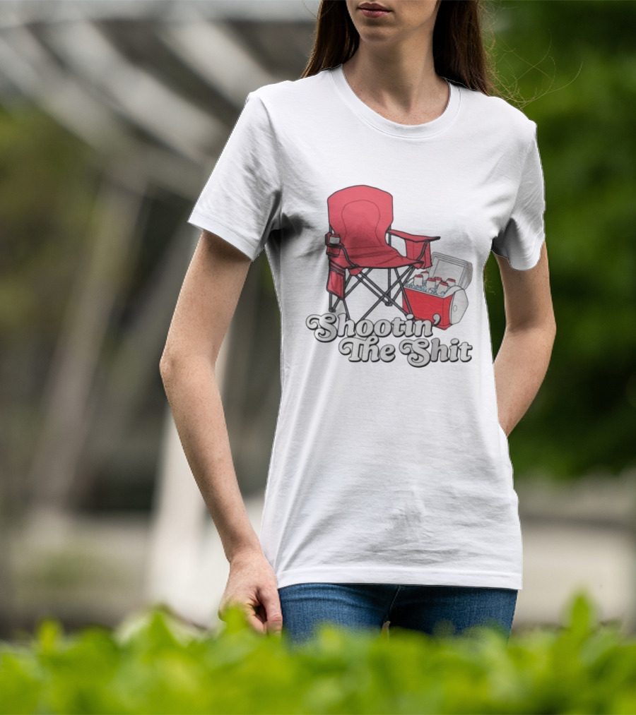Shootin' The Shit Red Chair And Cooler BBQ Vibes T-Shirt