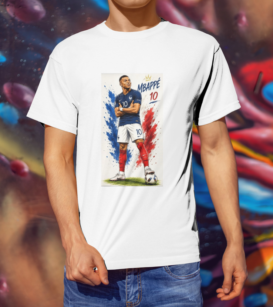 Kylian Mbappé France Soccer KM10 Caricature Star T-Shirt