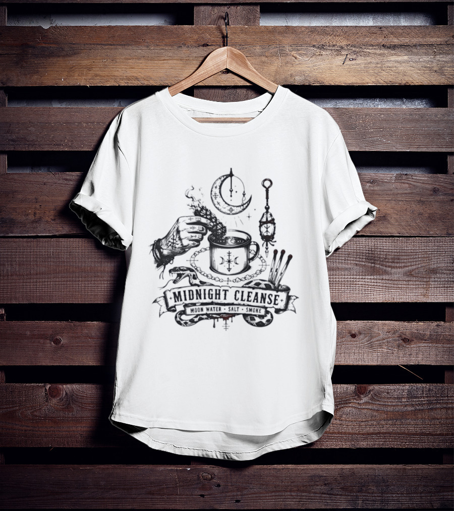 Moon Water Salt Smoke Midnight Cleanse Ritual Snake Hand Smudging T-Shirt
