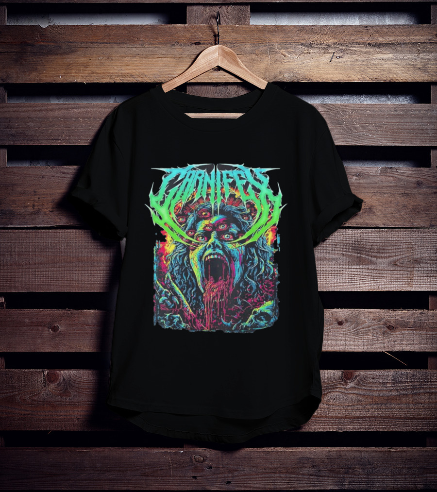 Carnifex Multieyed Screaming Face Metal Band Horror Neon T-Shirt