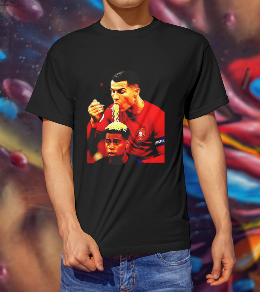 Cristiano Ronaldo Eating Noodles Meme Portugal Football UEFA T-Shirt
