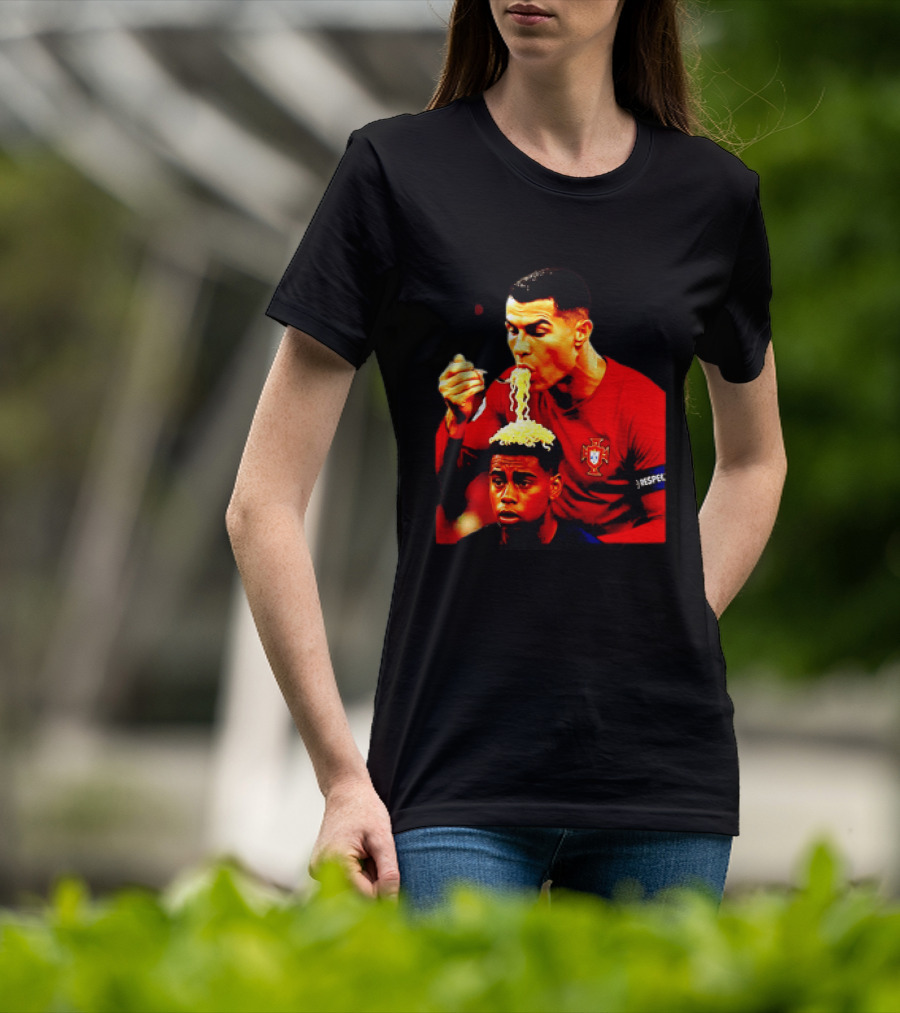 Cristiano Ronaldo Eating Noodles Meme Portugal Football UEFA T-Shirt