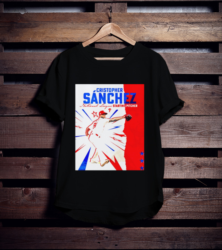 Cristopher Sánchez Philadelphia Phillies National League Starting Pitcher Red White Blue Stars T-Shirt