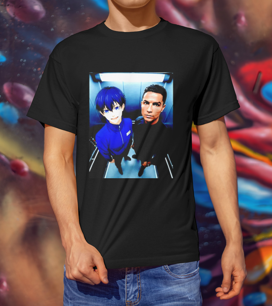 Ema Isagi Cristiano Ronaldo Collaboration Blue Lock Anime Football Star T-Shirt