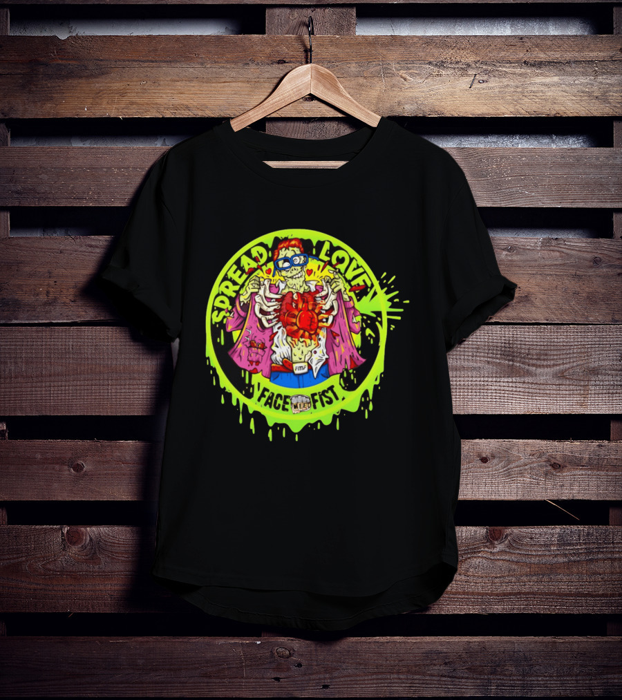 Spread Love Face Fist FMF Slime Variant Zombie Heart T-Shirt