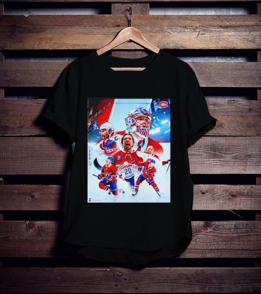 Montreal Canadiens Players And Goalkeeper Collage Featuring Number 20 T-Shirt