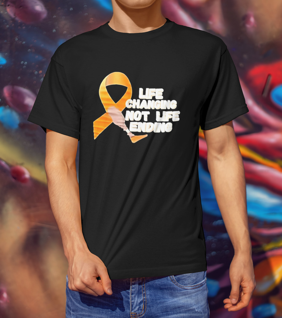 Life Changing Not Life Ending Ribbon With Prosthetic Leg T-Shirt