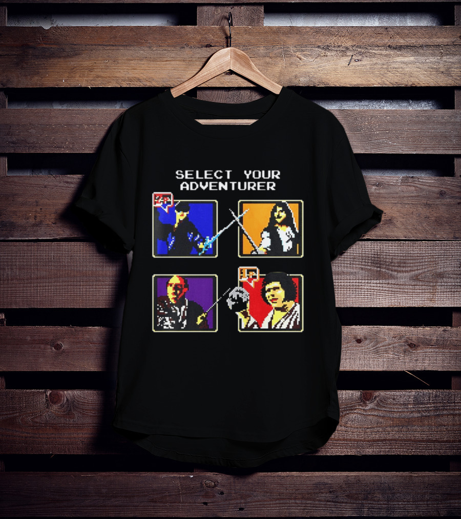 Select Your Adventurer 2p 1p 8 Bit Pixel Characters T-Shirt