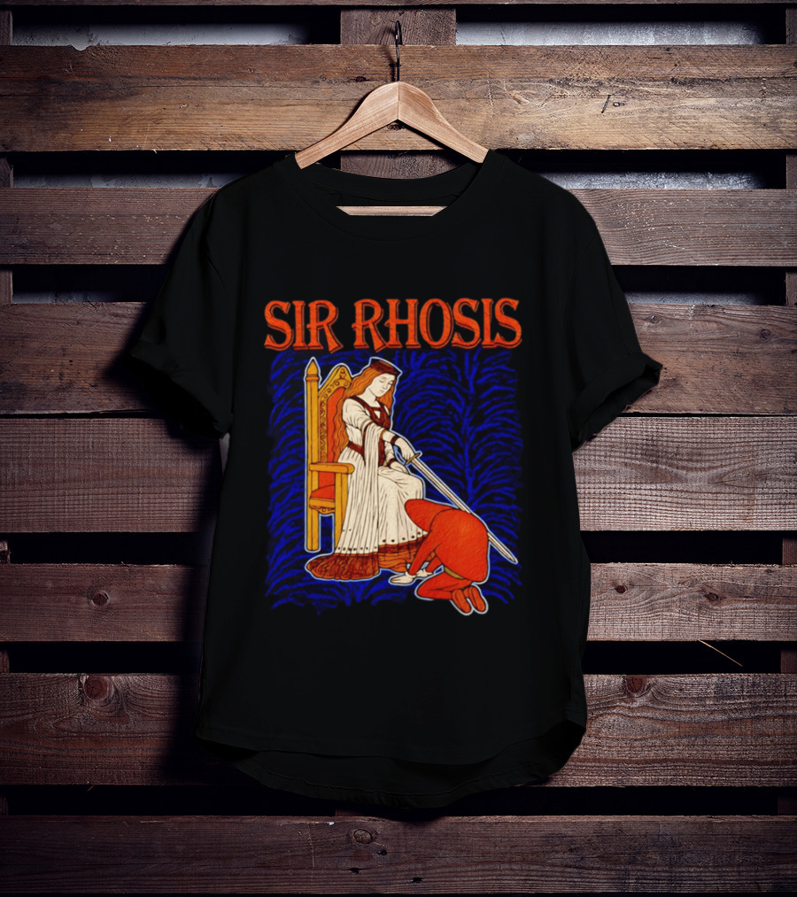 Sir Rhosis Medieval Pun Queen Knight Kneeling T-Shirt