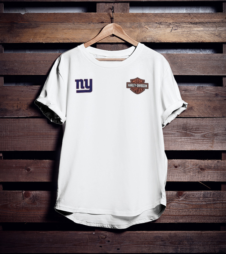 New York Giants Harley Davidson Motor Ride Loud Sundays Roll Built For Game Day T-Shirt