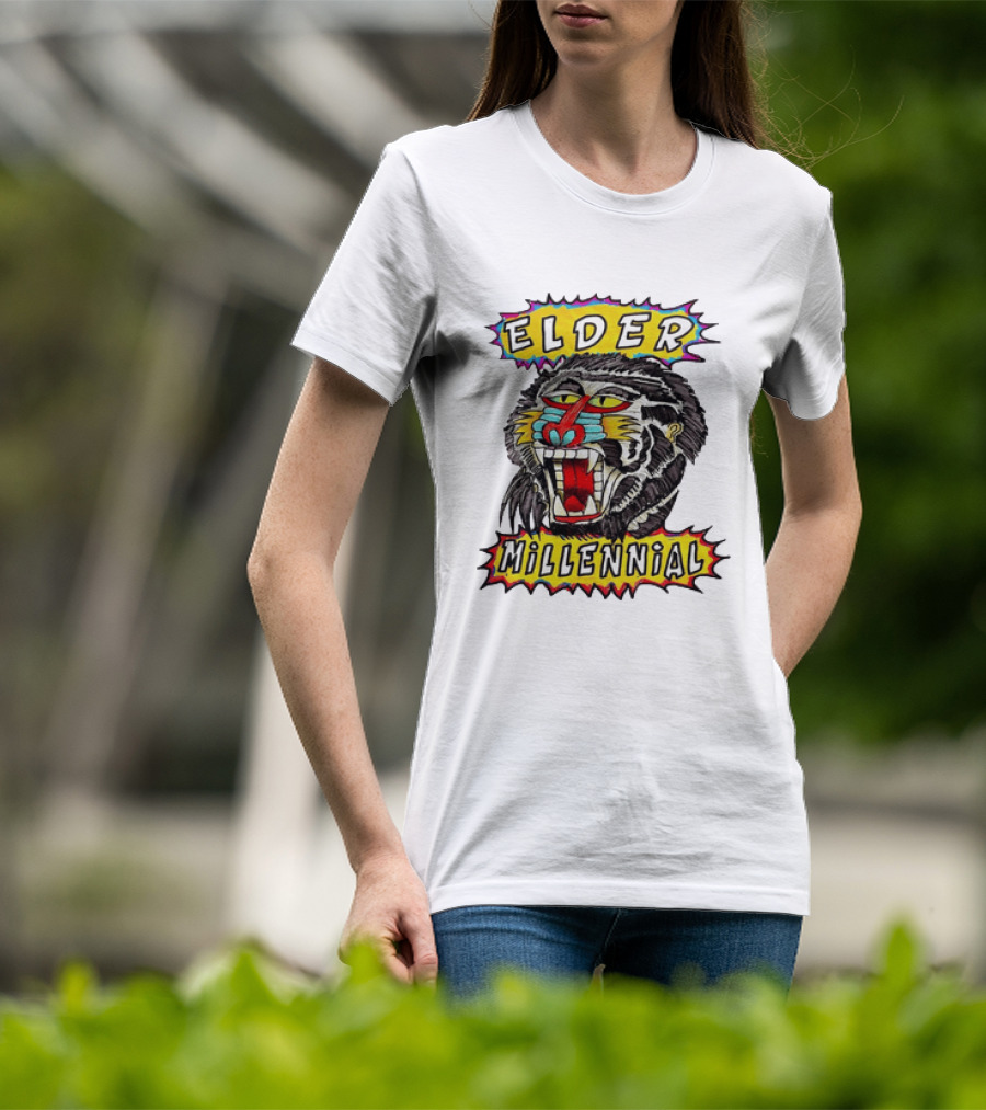 Elder Millennial Baboon Primate Roaring Head T-Shirt