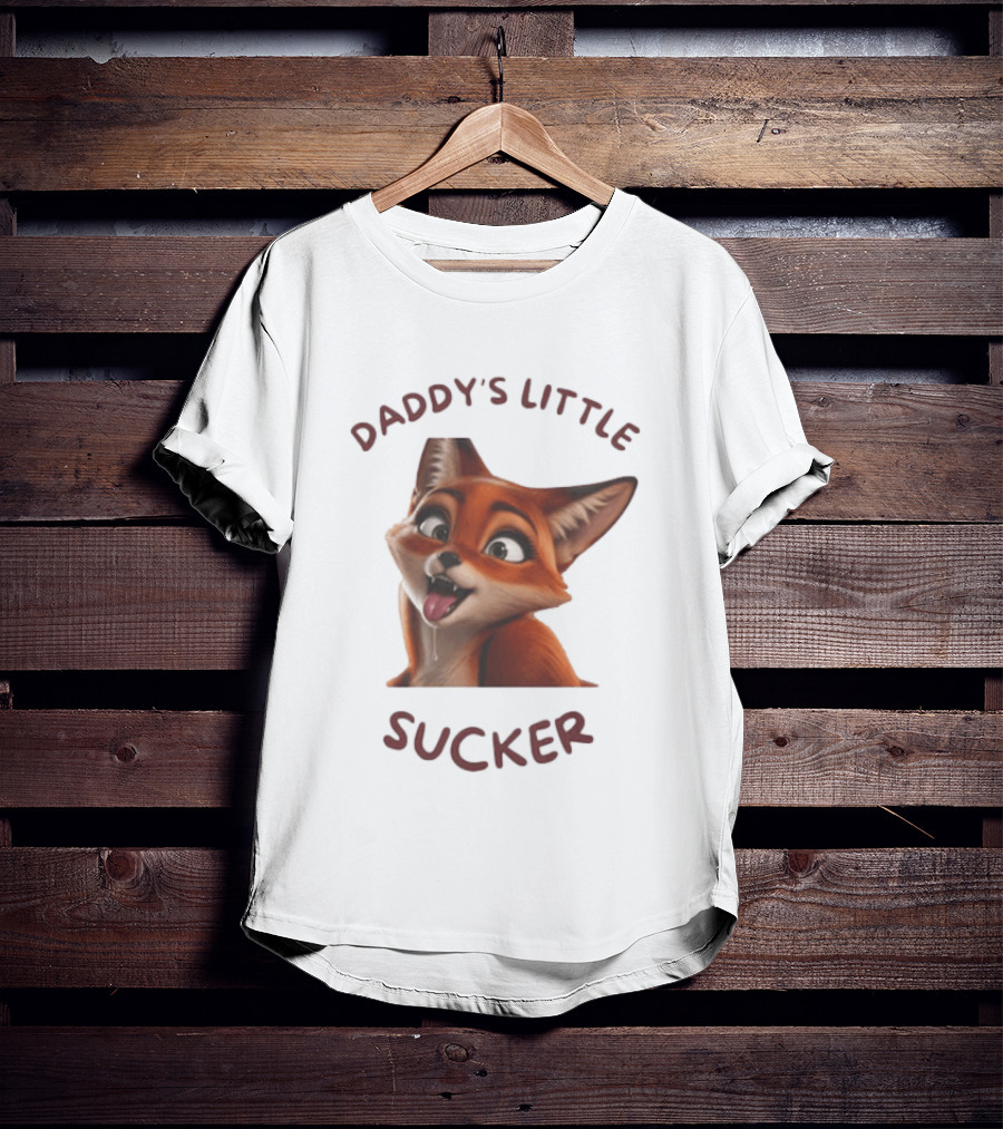Daddy's Little Sucker Cute Fox Licking Lips T-Shirt